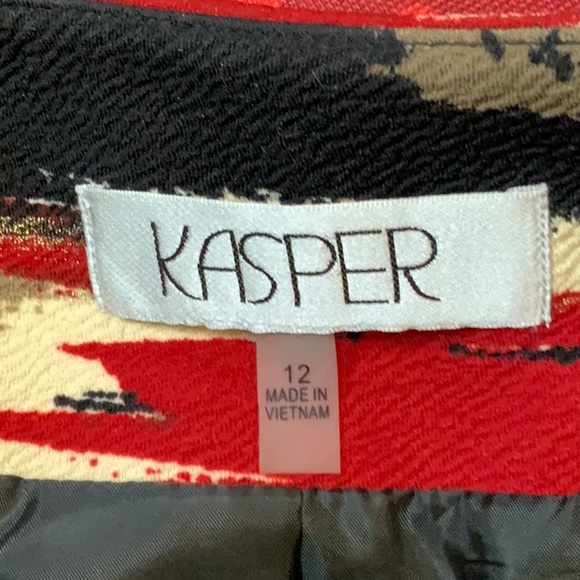 KASPER Colourful Red, Black and Beige Blazer Size 12 - Picture 4 of 5